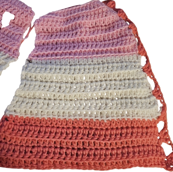 Handmade Crochet Open Cardigan Granny Square Pink Grannycore Valentine's Boho - Picture 15 of 17